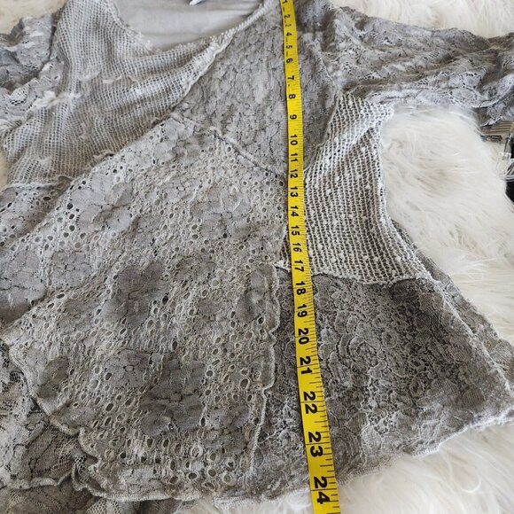 This & That Women's M Boho Blouse Patchwork Lace Fairy Y2K Half Sleeves Sheer - Picture 8 of 10